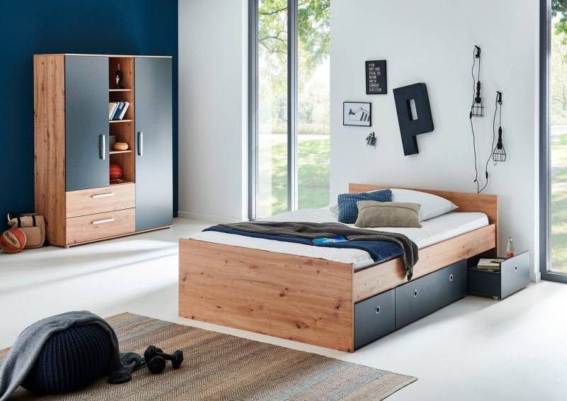 arthur berndt Jugendzimmer-Set Alessio, (Set, 3-tlg., Bett und Kleiderschrank), mit Melamin-Oberfläche von arthur berndt