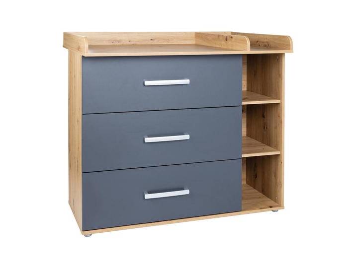 arthur berndt WICKELKOMMODE, Anthrazit, Eiche Artisan, 2 Fächer, 3 Schubladen, Rechteckig, 115x100x75 cm, Blauer Engel, Hergestellt in Deutschland, Babymöbel, Wickelkommoden & Zubehör, Wickelkommoden von arthur-berndt