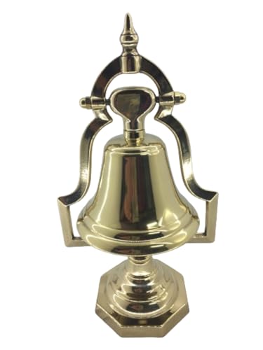 Glocke mit Ständer aus poliertem Messing für Tischdekoration, 30 x 16 cm von artigianatodaloise