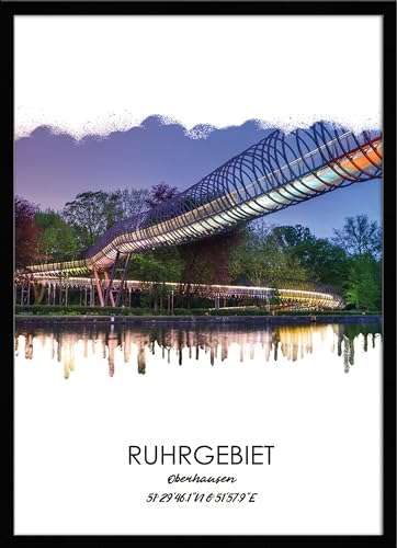 artissimo, Design-Edition, Ruhrgebiets-Bild gerahmt, 51x71cm, PE6454-ER, Ruhrgebiet: Stadt Oberhausen, Bild, Wandbild mit Rahmen, gerahmtes Poster, Geschenk-Idee Ruhrpott, Geschenk Ruhrgebiet von artissimo GmbH