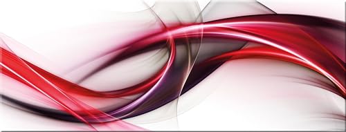 artissimo, Glasbild, 80x30cm, AG1954A, Red wave, rote abstrakte Welle, Bild aus Glas, moderne Wanddekoration aus Glas, Wandbild Wohnzimmer modern von artissimo GmbH