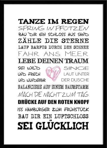 artissimo, Spruch-Bild gerahmt, 51x71cm, PE6001-ER, Tanze im Regen, Bild, Spruch-Poster mit Rahmen von artissimo GmbH