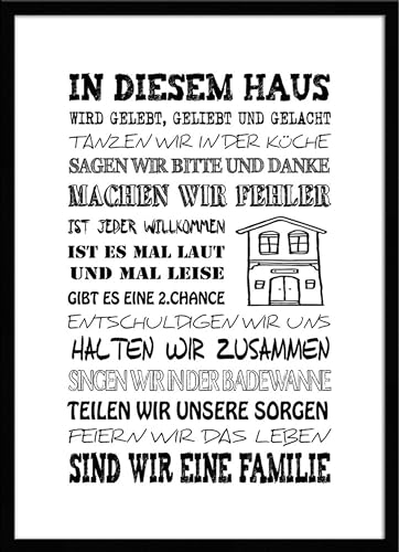 artissimo, Spruch-Bild gerahmt, 51x71cm, PE6003-ER, In diesem Haus.., Bild, Spruch-Poster mit Rahmen von artissimo GmbH