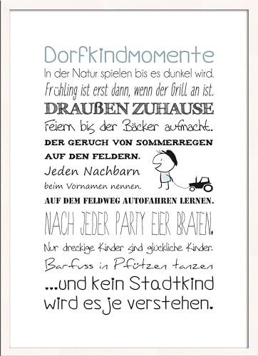 artissimo, Spruch-Bild gerahmt, 51x71cm, PE6032-ER, Dorfkindmomente.., Bild, Spruch-Poster mit Rahmen, Dorfkind von artissimo GmbH