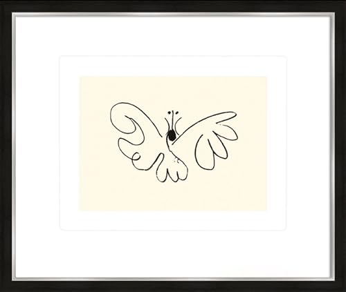 artissimo, hochwertiger Kunstdruck gerahmt, 63x53cm, AG4117, Pablo Picasso: Schmetterling/Le papillon/Butterfly, Poster mit Rahmen, gerahmtes Bild, Siebdruck, Wandbild, Wanddekoration von artissimo GmbH