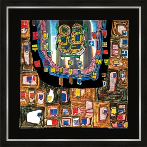 artissimo, Premium-Kunstdruck gerahmt, 53x53cm, AG4686, Friedensreich Hundertwasser: Geburt eines Automobiles, Bild mit Rahmen, Wandbild, Poster, Wanddekoration von artissimo