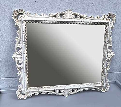Artissimo Wandspiegel BEIGE Vintage Ornamente Barockspiegel Friseurspiegel Flurspiegel Badspiegel Mirror 43x37cm Prunkspiegel C532 Creme Spiegel von artissimo