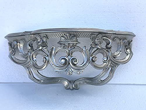 Barock Konsole Wandkonsole Antik Silber Spiegelkonsolen/Wandregal 40x17x17cm Ablage Hängekonsole Blumenbank von artissimo