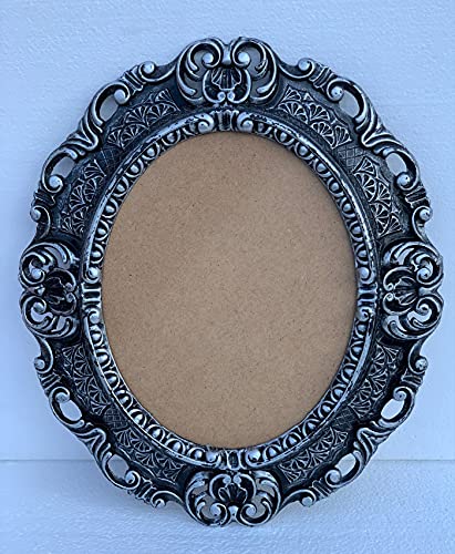 Bilderrahmen Barock SCHWARZ Silber Oval mit SCHUTZGLAS Antik Klassik 45x38 Prunk Bilderrahmen 24x30cm Fotorahmen completto Trans von artissimo