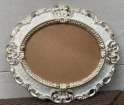 Bilderrahmen Barock Weiß Gold patiniert Oval mit SCHUTZGLAS Antik Klassik 45x38 Prunk Bilderrahmen 24x30cm Fotorahmen completto Trans von artissimo