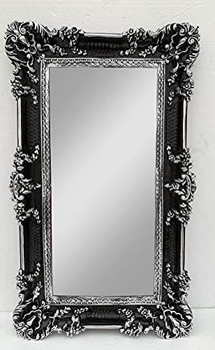 Wandspiegel Barock Antik Badspiegel Schwarz-Silber 97x57 Flurspiegel Rechteckig Friseurspiegel Wanddeko aus Italien von artissimo
