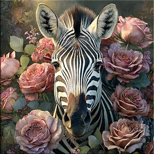 artissimo, Glasbild, 30x30cm, AG5504A, Tiere: Zebra Vintage, Bild aus Glas, Wandbild Wohnzimmer modern, Blumen und Blüten, Boho-Style von artissimo