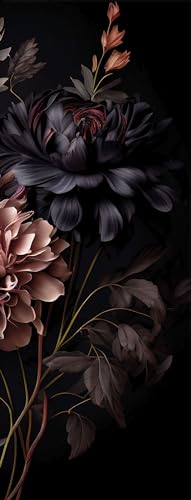 artissimo, Glasbild, 30x80cm, AG5462A, Vintage Flowers: Opulente Blüten I, Bild aus Glas, Wandbild Wonzimmer modern, schmal hoch, Blumen schwarz rosa von artissimo