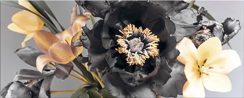 artissimo, Glasbild XXL, 125x50 cm Querformat, AG5395A, Blumen und Blüten: silber/schwarz/gold, Bild aus Glas groß, Wanddeko, Wandbild modern von artissimo