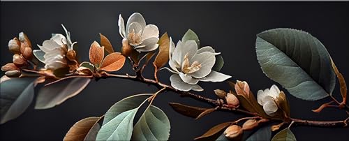 artissimo, Glasbild XXL, 125x50 cm Querformat, AG5400A, Blumen und Blüten: Kirschblüten-Zweige, silber/schwarz, Bild aus Glas groß, Wanddeko, Wandbild modern von artissimo