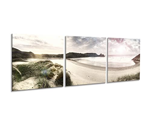 artissimo, Glasbild mehrteilig XXL, 3-teilig ca.150x50cm, AG5288A, Strand und Meer, Bild aus Glas, 3-Teiler, moderne Wanddekoration aus Glas, Wandbild, Wohnzimmer modern von artissimo