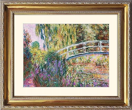 artissimo, Grand-Masters, Kunstdruck in Barock-Rahmen gerahmt, 63x53cm, AG4664, Claude Monet: The Japanese Bridge Pond with Water, Bild mit Rahmen und Passepartout, Wandbild, Poster, Wanddekoration von artissimo