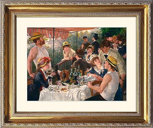 artissimo, Grand-Masters, Kunstdruck in Barock-Rahmen gerahmt, 63x53cm, AG4677, Renoir : Lunche on of the Boating Party, Bild mit Rahmen und Passepartout, Wandbild, Poster, Wanddekoration von artissimo