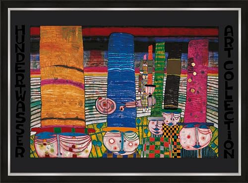 artissimo, Premium-Kunstdruck gerahmt, 72x53cm, AG4693, Friedensreich Hundertwasser: Hüte tragen, Bild mit Rahmen, Wandbild, Poster, Wanddekoration von artissimo