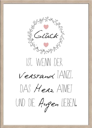 artissimo, Spruch-Bild gerahmt, 51x71cm, PE6036-ER, Glück ist.., Bild, Spruch-Poster mit Rahmen von artissimo