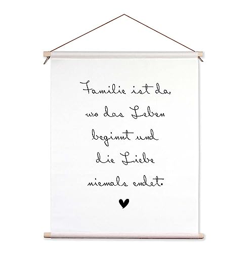 artissimo, Textilposter 40x50cm, PE6610-TP, Familie ist da wo das Leben beginnt, Stoff-Poster, Wandteppich, Spruchbild, Spruchposter, Spruch Familie von artissimo