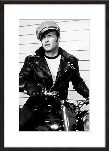 artissimo, schwarz weiß Poster mit Passepartout und Rahmen 51x71cm, PE6578-SC, Stars: Marlon Brando, Bild, Wandbild, Bild, Hollywood Legenden, Berühmte Filmstars, Schwarz weiß Foto gerahmt von artissimo