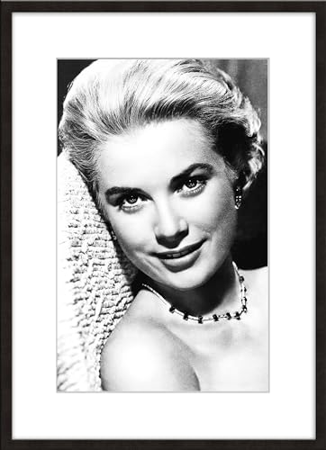 artissimo, schwarz weiß Poster mit Passepartout und Rahmen 51x71cm, PE6585-SC, Stars: Grace Kelly, Bild, Wandbild, Bild, Hollywood Legenden, Berühmte Filmstars, Schwarz weiß Foto gerahmt von artissimo