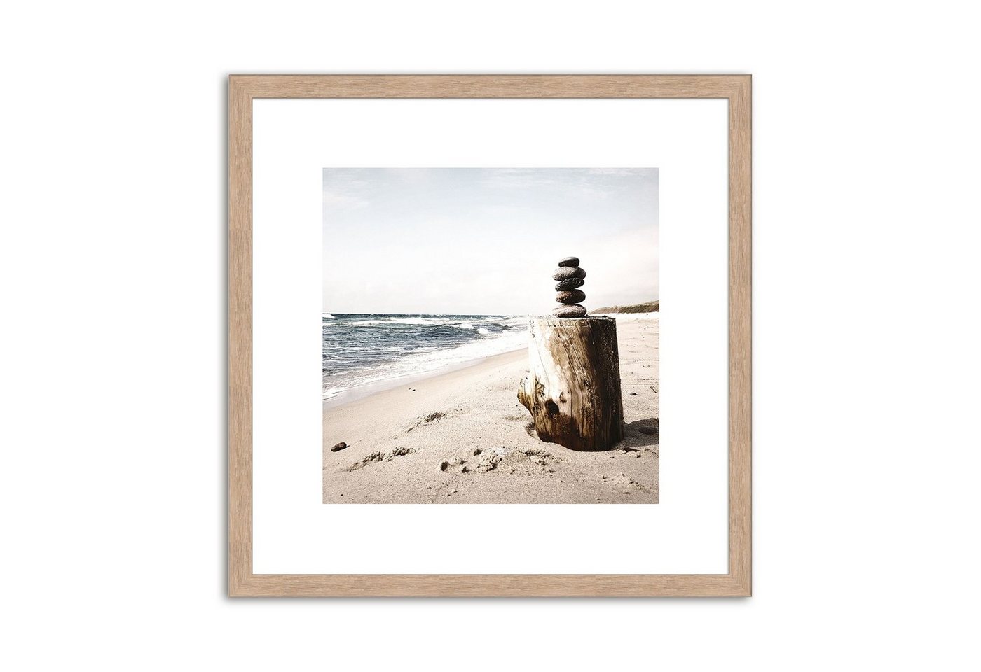 artissimo Bild mit Rahmen Bild gerahmt 30x30cm / Design-Poster inkl. Holz-Rahmen / Wandbild, Strand und Meer: Strandgut IV von artissimo