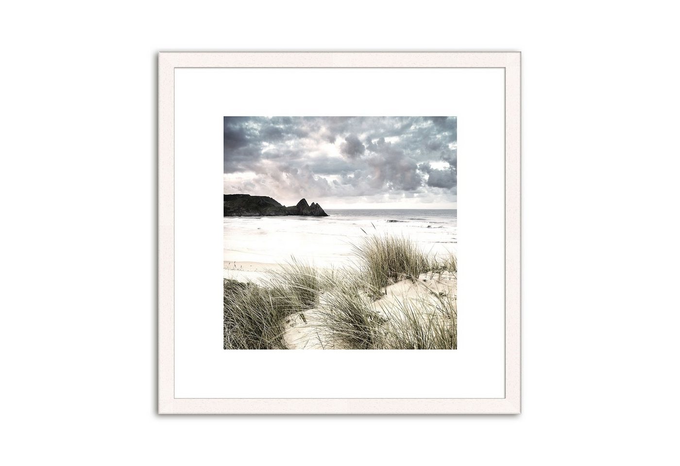 artissimo Bild mit Rahmen Bild gerahmt 30x30cm / Design-Poster inkl. Holz-Rahmen / Wandbild, Landschaften: Strand und Meer IV von artissimo