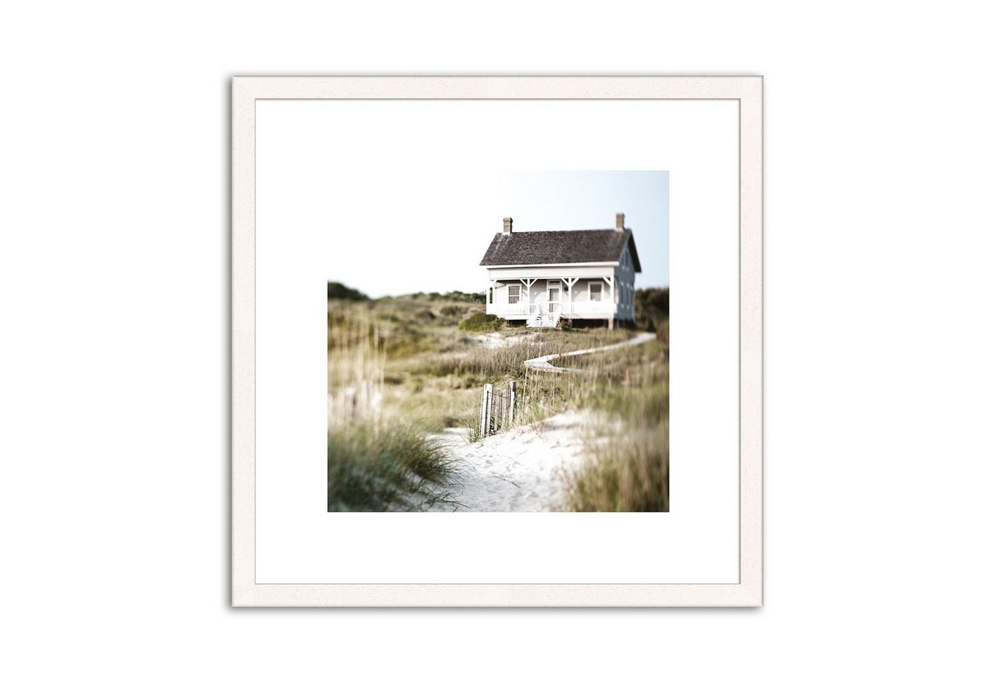 artissimo Bild mit Rahmen Bild gerahmt 30x30cm / Design-Poster inkl. Holz-Rahmen / Wandbild, Landschaften: Strand und Meer II von artissimo