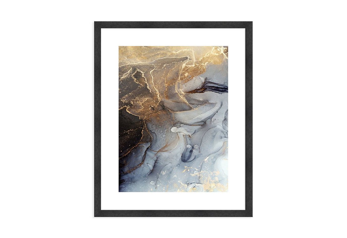 artissimo Bild mit Rahmen Bild gerahmt 51x41cm / Design-Poster mit Holz-Rahmen / Wandbild Marmor, Abstrakte Kunst: Marmor Liquid II von artissimo