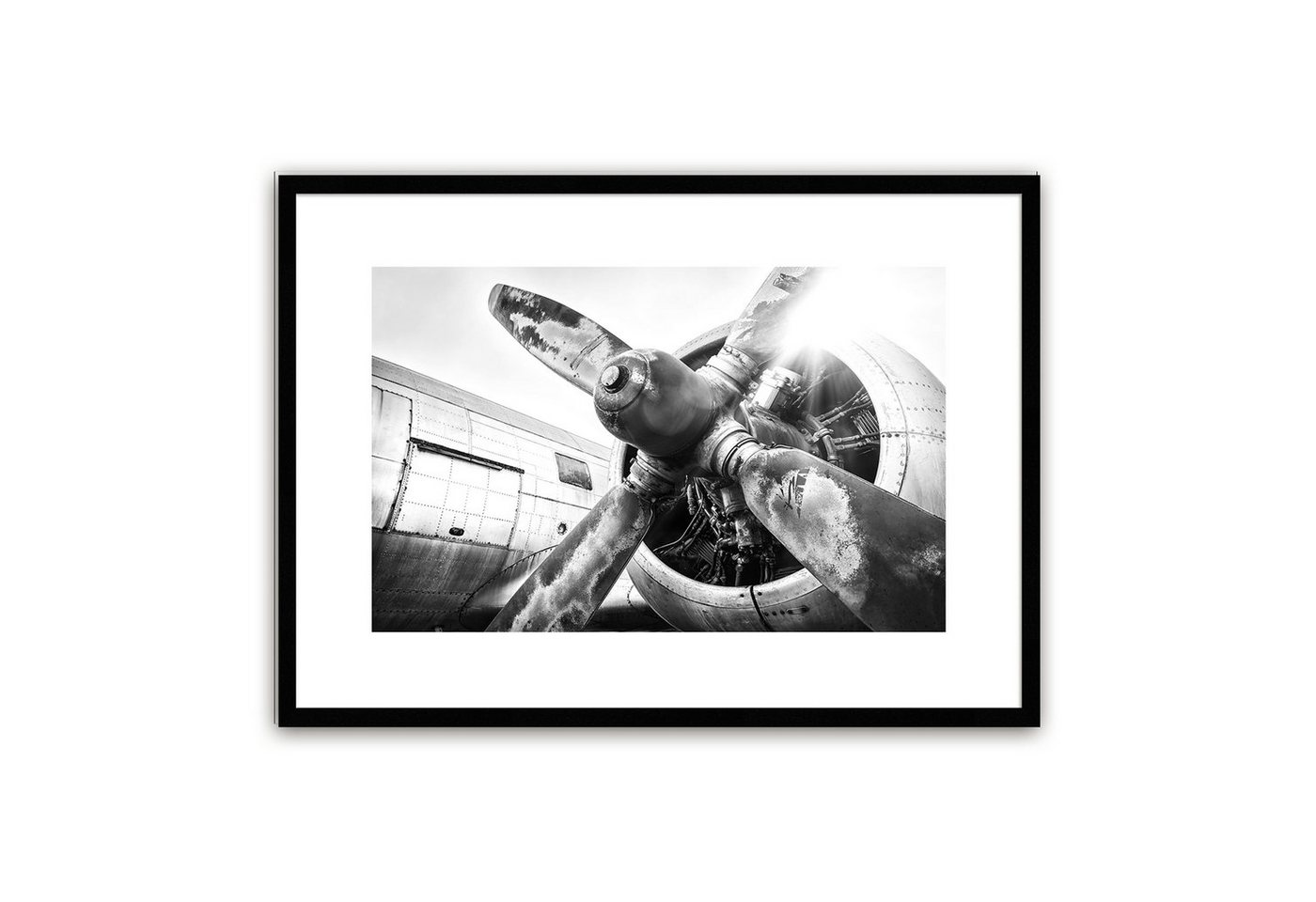 artissimo Bild mit Rahmen Bild gerahmt 51x71cm / Design-Poster mit Holz-Rahmen / Foto Flugzeug, Oldtimer Flugzeug von artissimo