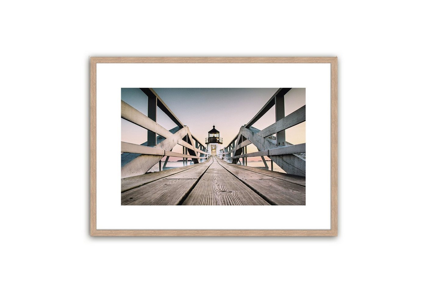 artissimo Bild mit Rahmen Bild gerahmt 51x71cm / Design-Poster mit Holz-Rahmen / Foto Leuchtturm, Weg zum Leuchtturm von artissimo