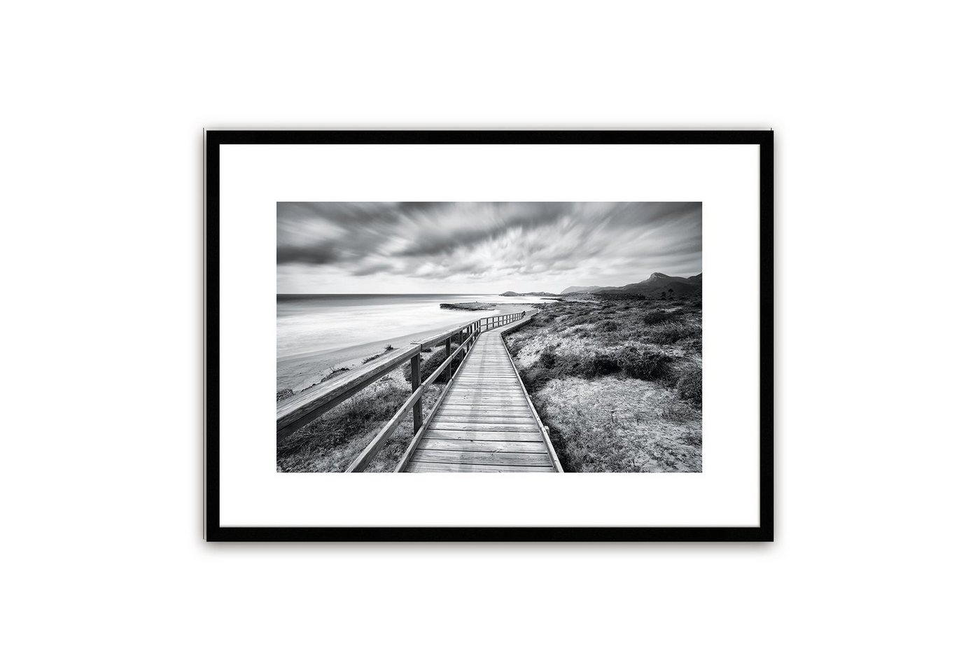 artissimo Bild mit Rahmen Bild gerahmt 51x71cm / Design-Poster mit Holz-Rahmen / Wandbild Foto, Weg zum Meer von artissimo