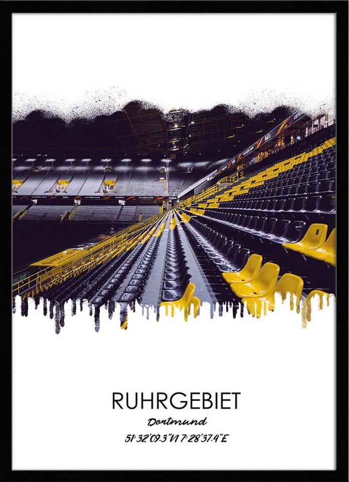 artissimo Bild mit Rahmen Bild gerahmt 51x71cm / Design-Poster mit Rahmen / Ruhrgebiet Dortmund, Ruhrgebiets-Städte: Dortmund von artissimo
