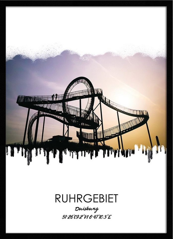artissimo Bild mit Rahmen Bild gerahmt 51x71cm / Design-Poster mit Rahmen / Ruhrgebiet Duisburg, Ruhrgebiets-Städte: Duisburg von artissimo