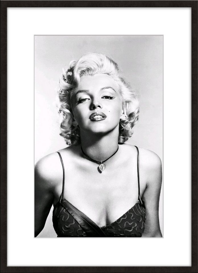 artissimo Bild mit Rahmen Bild gerahmt 51x71cm / schwarz-weiß Poster mit Rahmen / Marilyn Monroe, Film-Star: Marilyn Monroe von artissimo