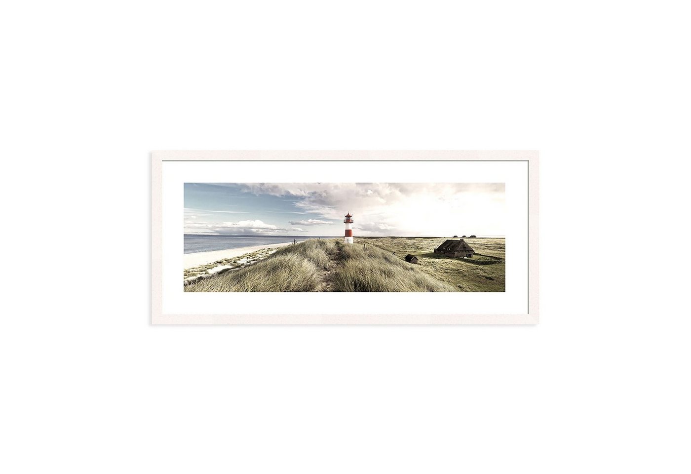 artissimo Bild mit Rahmen Bild gerahmt 71x30cm Design-Poster mit Rahmen länglich Wandbild Strand, Strand-Landschaft: Sylt von artissimo