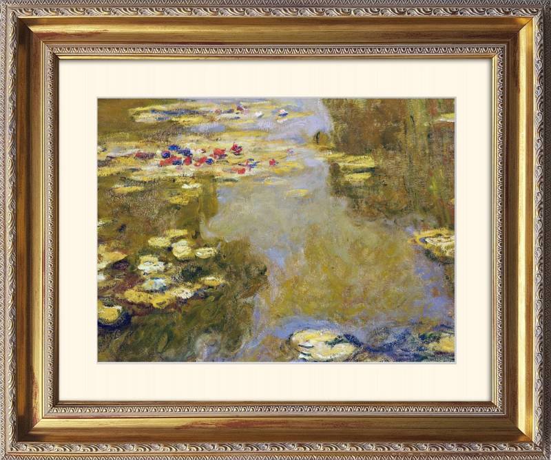 artissimo Bild mit Rahmen Monet Bild mit Barock-Rahmen / Poster gerahmt 63x53cm / Wandbild, Claude Monet: The Lily Pond / Seerosen-Teich von artissimo