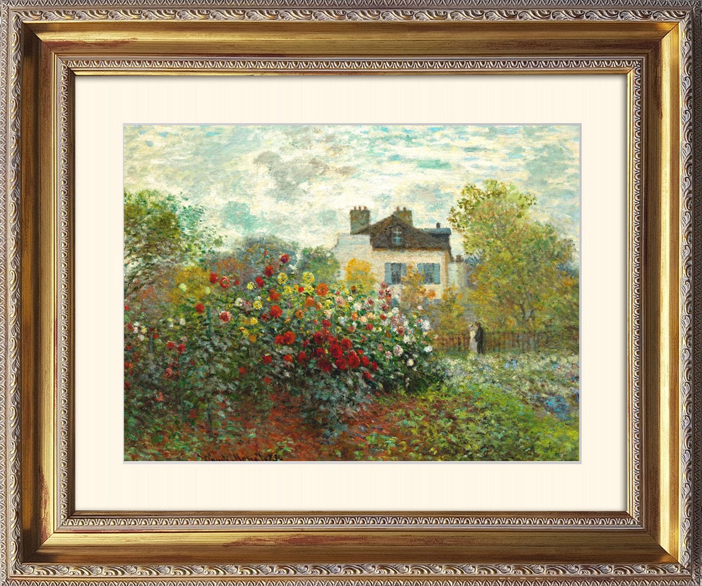 artissimo Bild mit Rahmen Monet Bild mit Barock-Rahmen / Poster gerahmt 63x53cm / Wandbild, Claude Monet: The Artist Garden at Argenteuil von artissimo