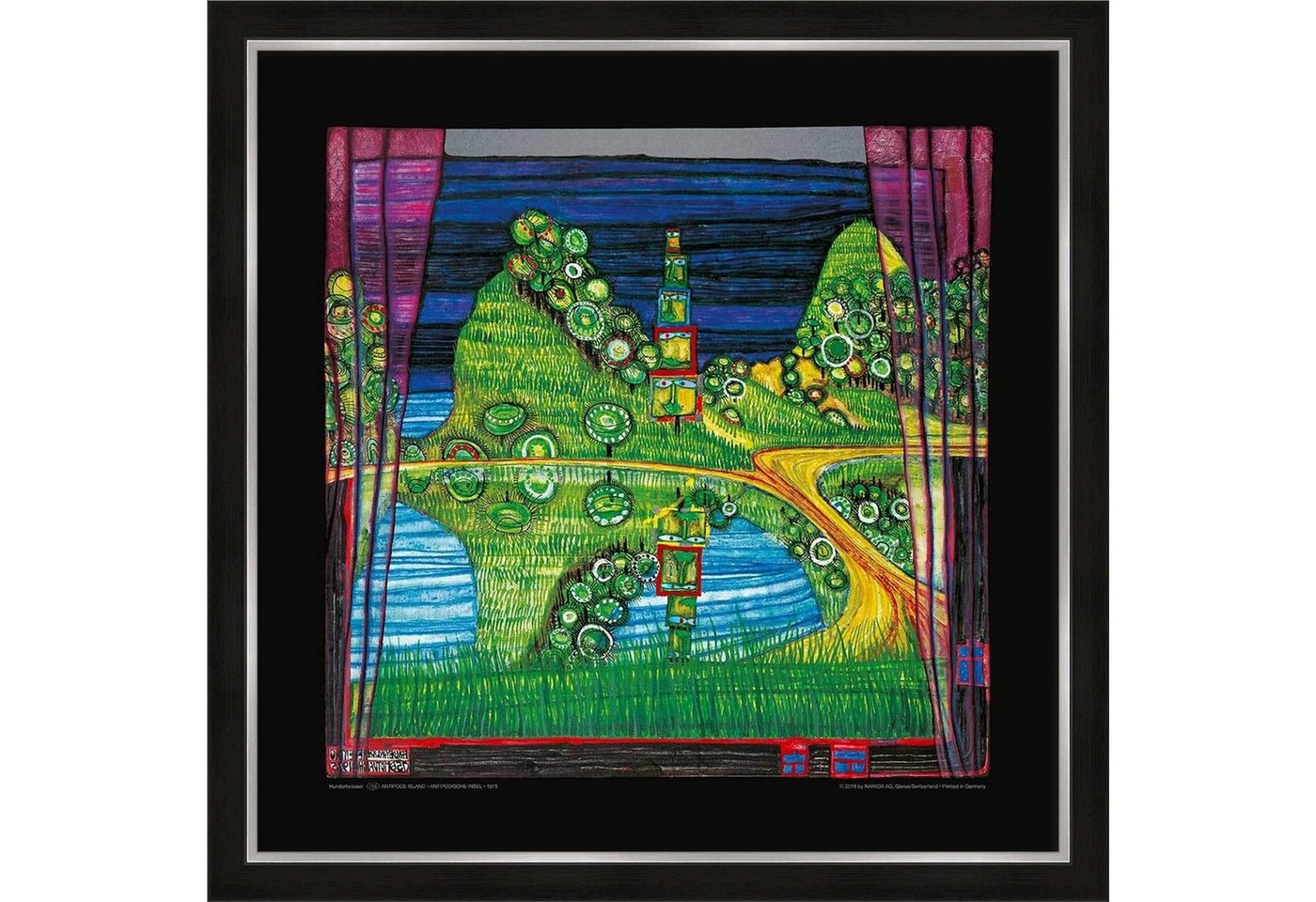 artissimo Bild mit Rahmen Hundertwasser Bild mit Rahmen / Poster gerahmt 53x53cm / Wandbild von artissimo