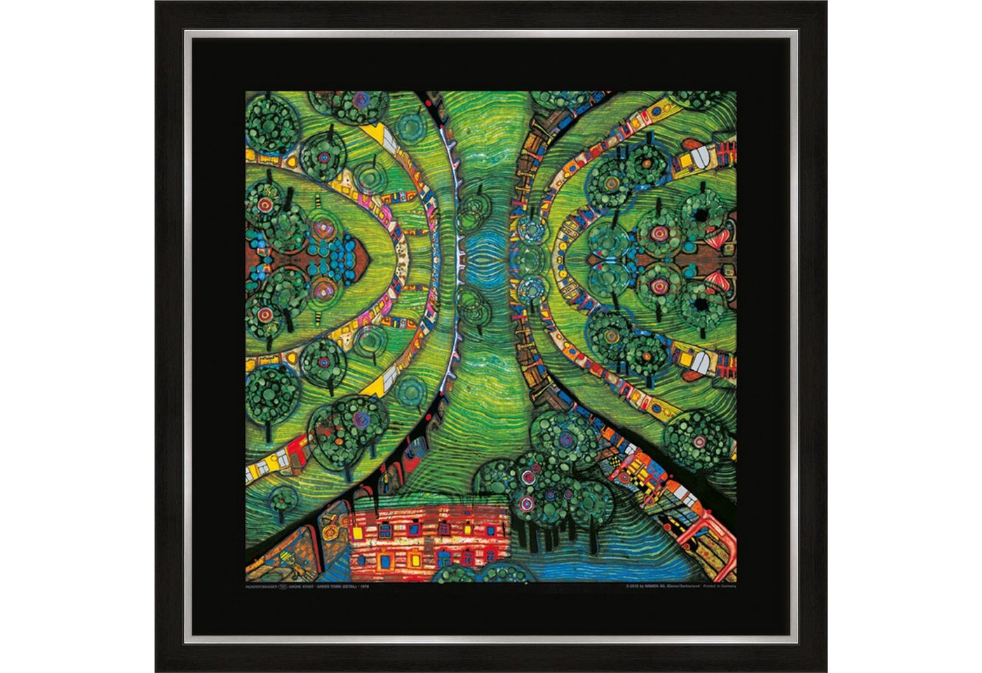 artissimo Bild mit Rahmen Hundertwasser Bild mit Rahmen / Poster gerahmt 53x53cm / Wandbild von artissimo