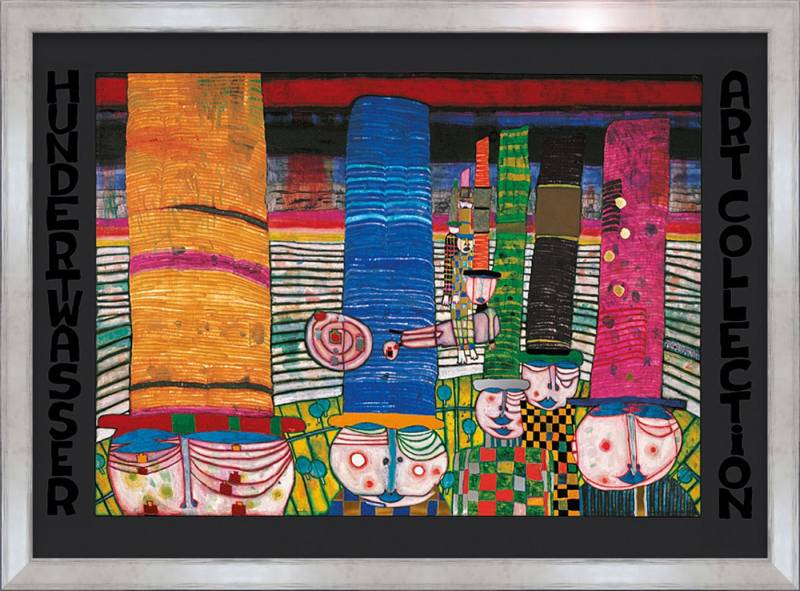 artissimo Bild mit Rahmen Hundertwasser Bild mit Rahmen / Poster gerahmt 72x53cm / Wandbild, Friedensreich Hundertwasser: Hüte tragen von artissimo