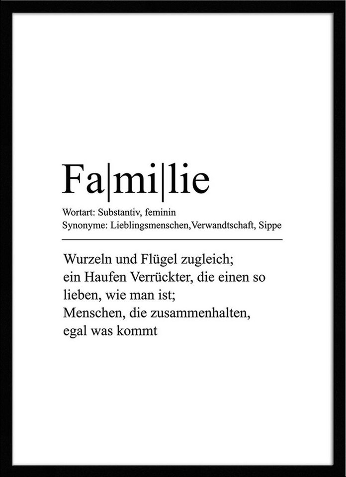 artissimo Bild mit Rahmen Spruch-Bild gerahmt 51x71cm / Poster mit Spruch inkl. Holz-Rahmen, Sprüche und Zitate: Definition Wort Familie von artissimo