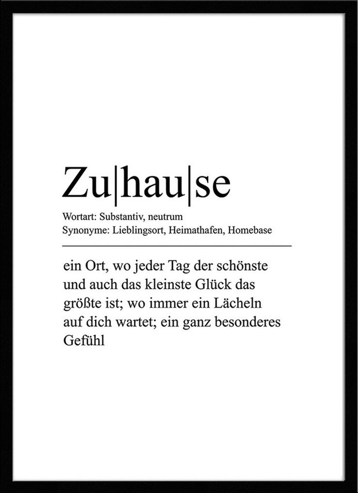 artissimo Bild mit Rahmen Spruch-Bild gerahmt 51x71cm / Poster mit Spruch inkl. Holz-Rahmen, Sprüche und Zitate: Definition Wort Zuhause von artissimo