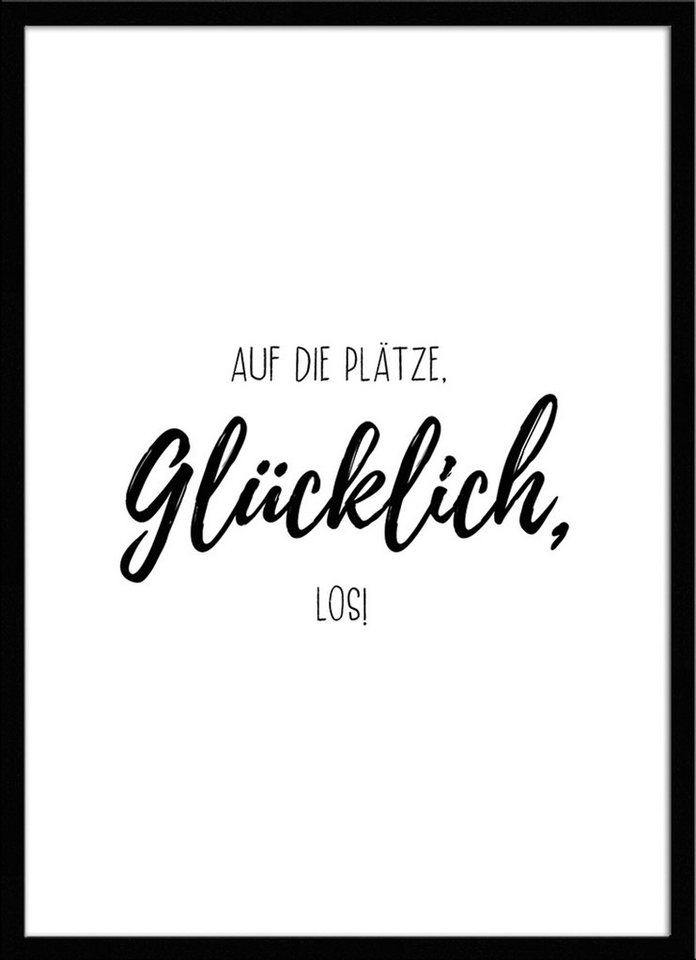 artissimo Bild mit Rahmen Spruch-Bild gerahmt 51x71cm / Poster mit Spruch inkl. Holz-Rahmen, witzige Sprüche und Zitate: Glück von artissimo