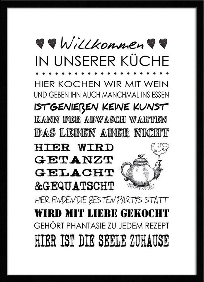 artissimo Bild mit Rahmen Spruch-Bild gerahmt 51x71cm / Poster mit Spruch inkl. Rahmen / Küche, Sprüche und Zitate: Küchenregeln von artissimo