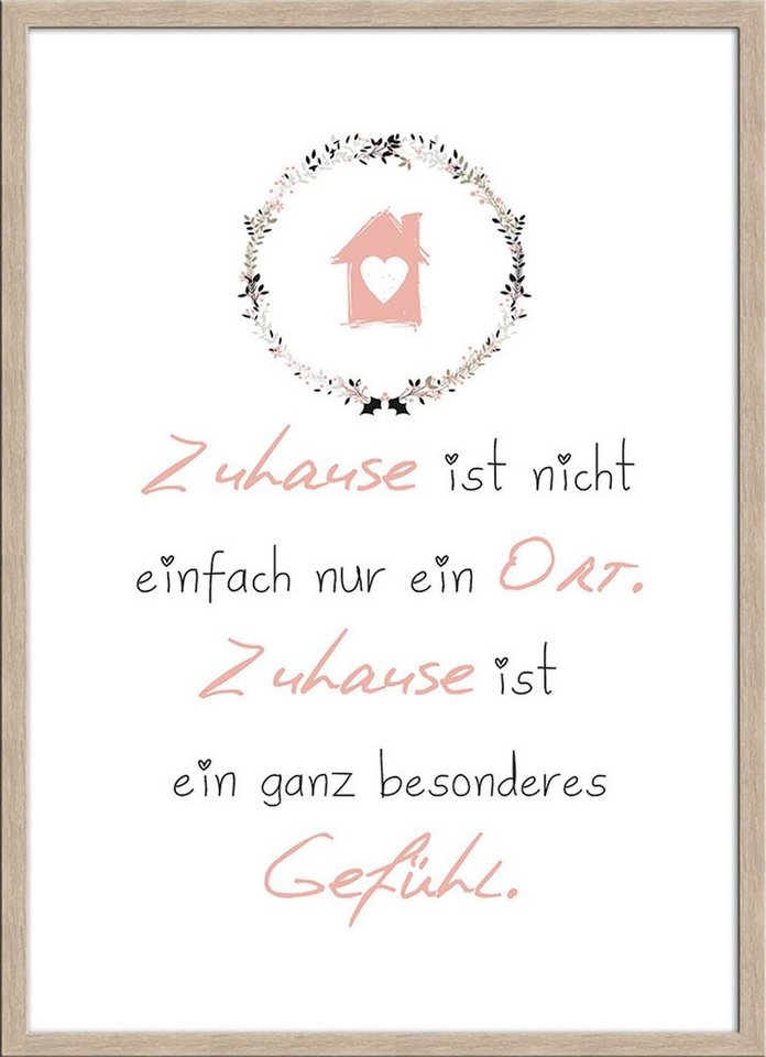 artissimo Bild mit Rahmen Spruch-Bild gerahmt 51x71cm / Poster mit Spruch inkl. Holz-Rahmen, deutsche Sprüche und Zitate: Zuhause von artissimo