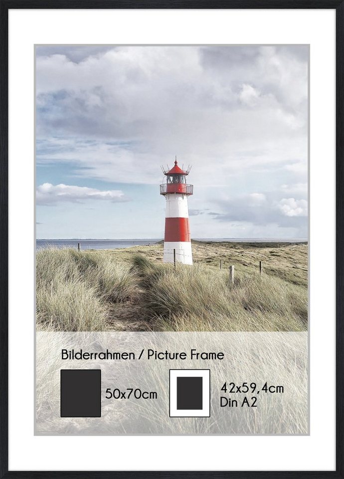 artissimo Bilderrahmen Bilder-Rahmen 50x70cm inkl. Passepartout für Poster DinA2 Schwarz Matt von artissimo