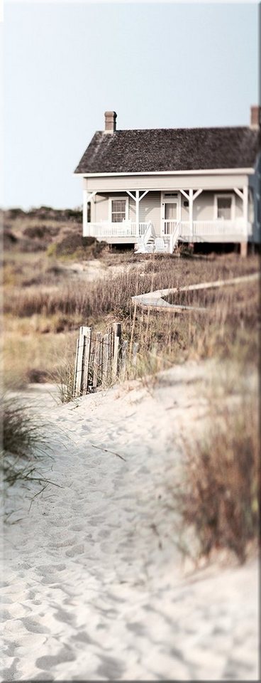 artissimo Glasbild Glasbild 30x80cm Bild aus Glas Landschaft Meer Strand Haus, Landschaft: Weg zum Meer / Strand I von artissimo